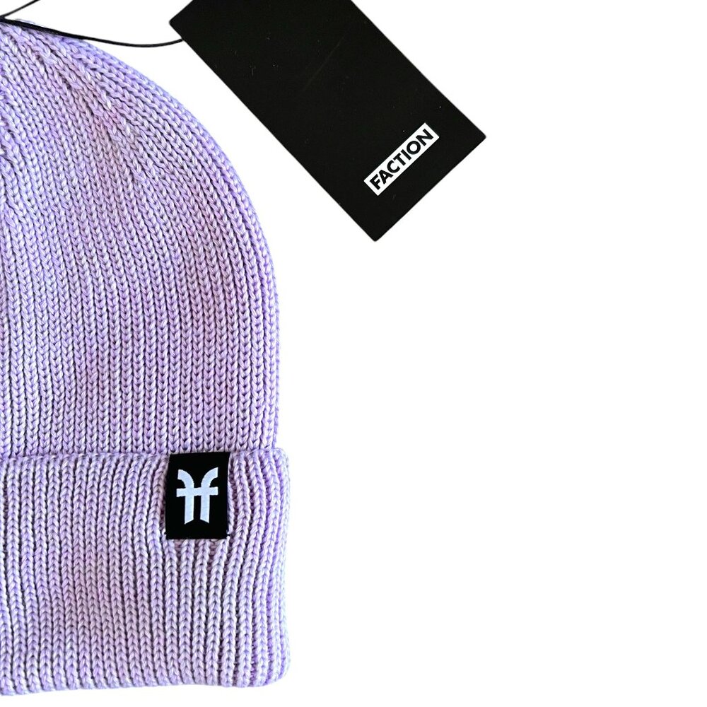 FACTION NEW Ribbed Beanie Hat In Lavender - Picture 4 of 10